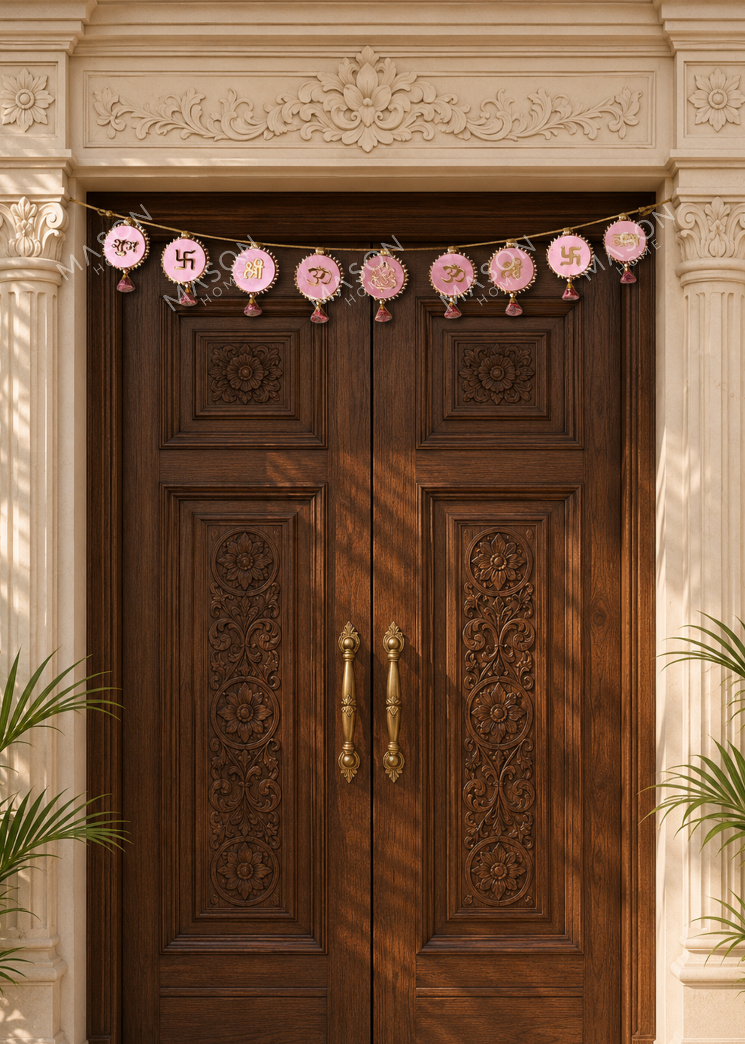 Festive Shubh Rang Reversible Toran - Pink &amp; Blue