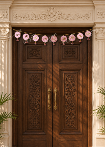 Festive Shubh Rang Reversible Toran - Pink &amp; Blue