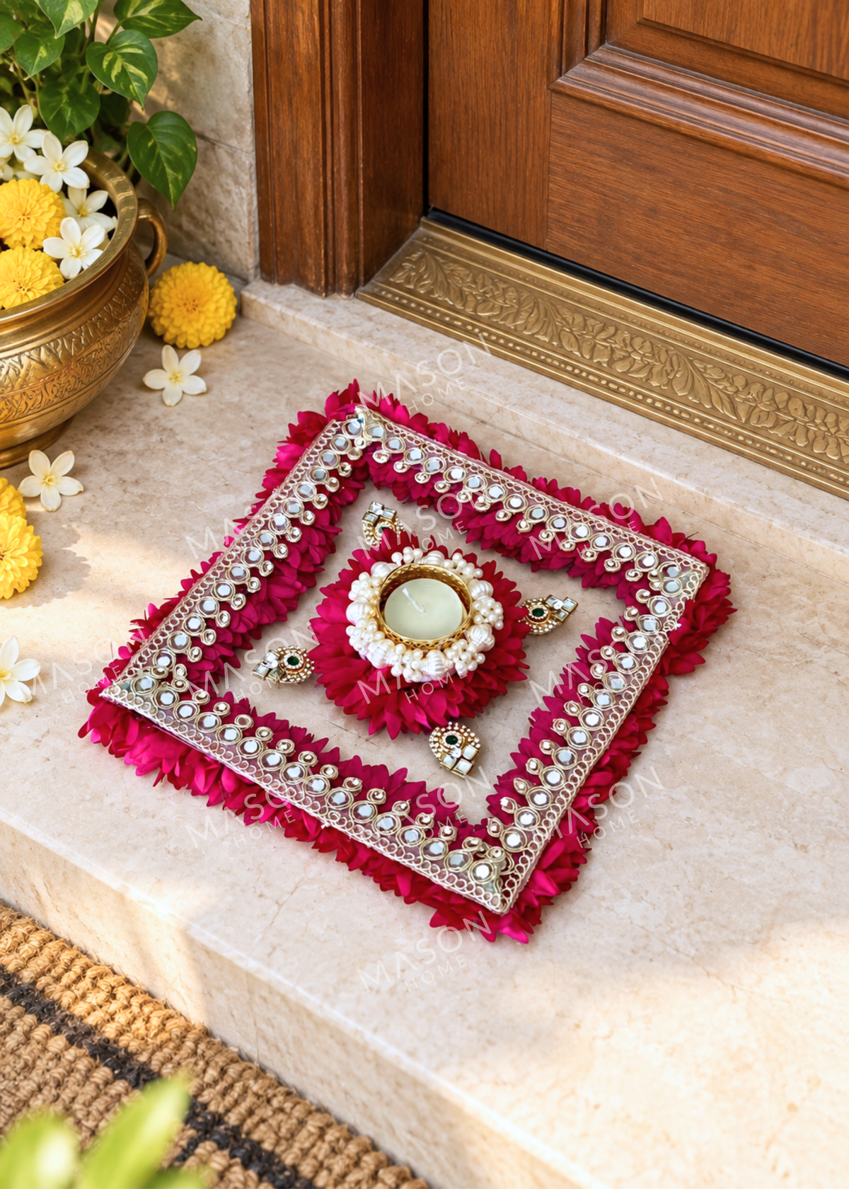 Festive Meher Floral Diya Rangoli