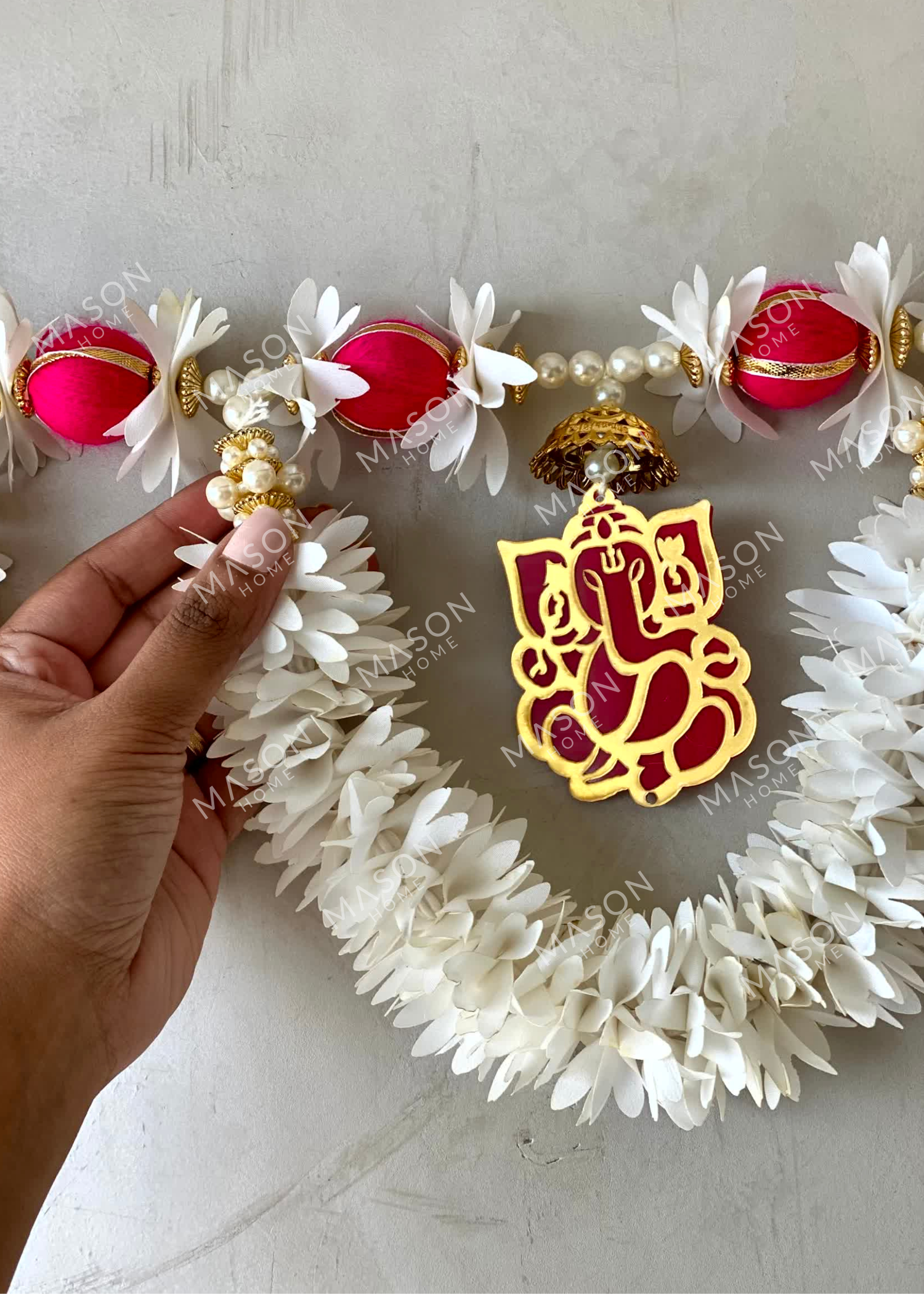 Festive Ganpati Floral Dark Pink Toran