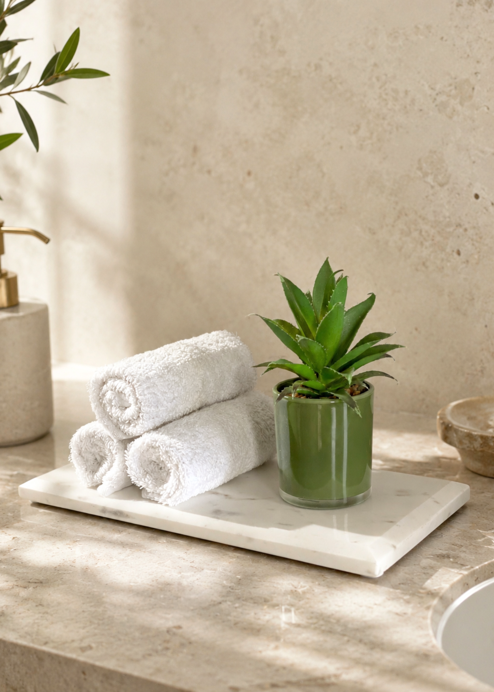 Auric White Marble Flat Tray