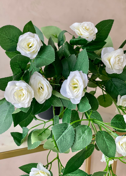 Artificial Trailing Rose Vine Plant - White