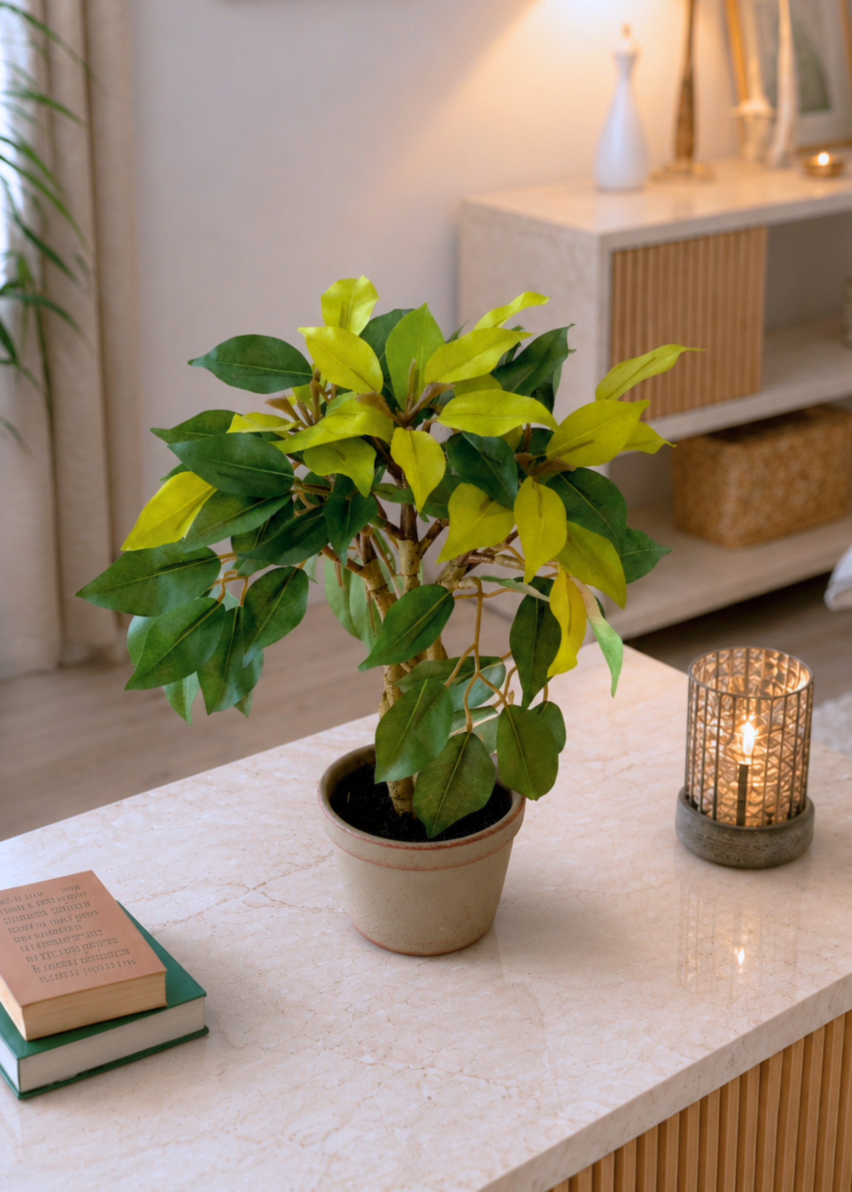 Artificial Croton Bonsai Plant – 1.3 Feet