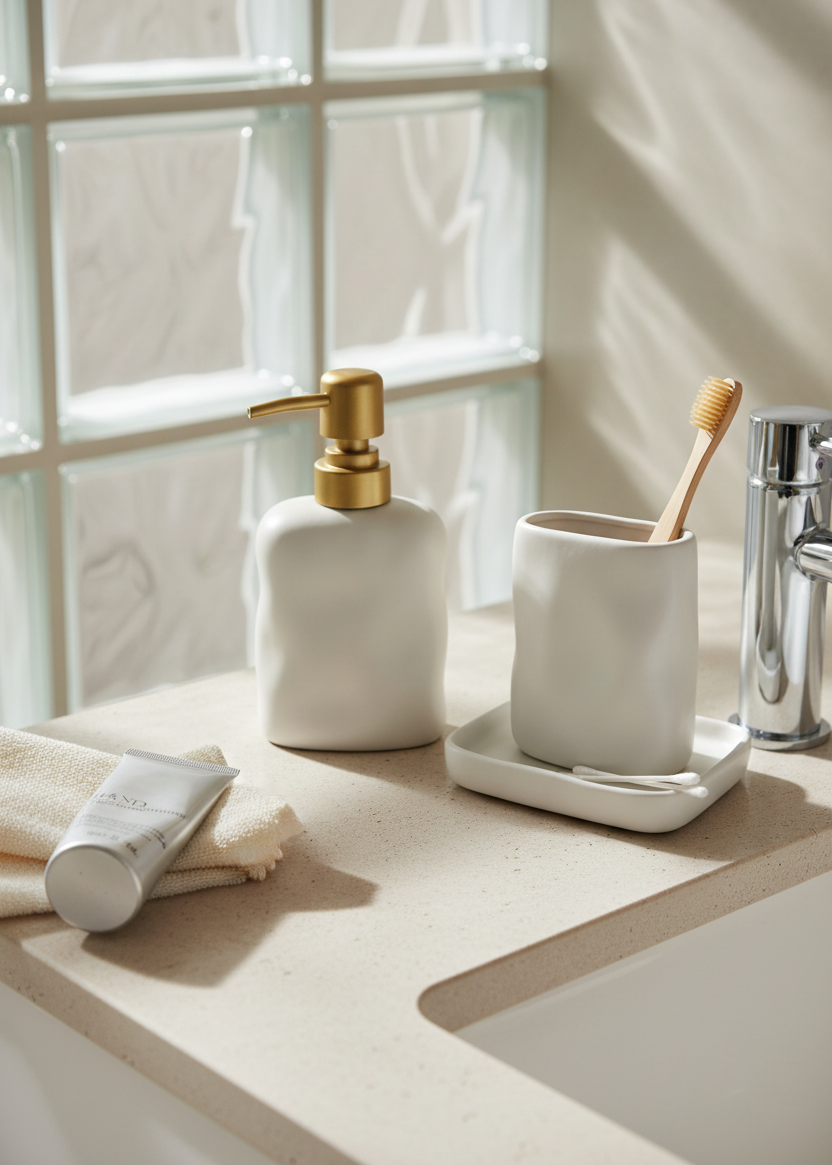 Lucent Bathroom Set - White (Set of 3)