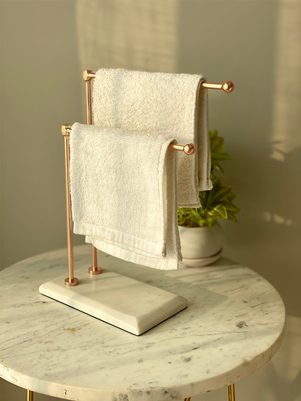 Melrose Hand Towel Stand - White &amp; Rose gold