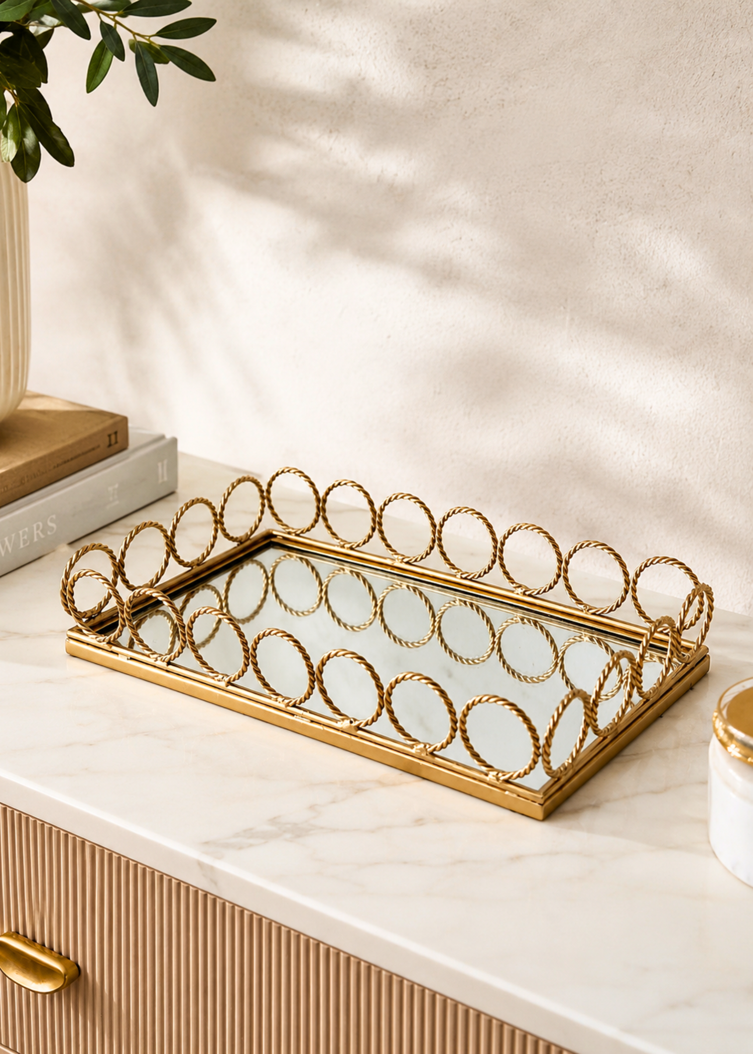 Braided Gold Mirror Tray