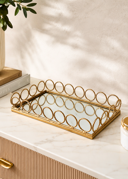 Braided Gold Mirror Tray