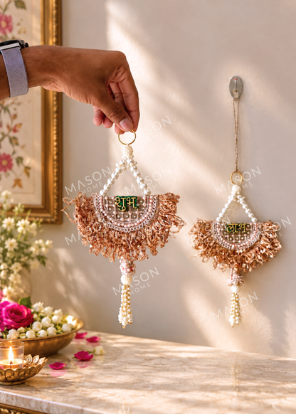 Festive Gilded Shubh Labh Rose Gold - Set of 2
