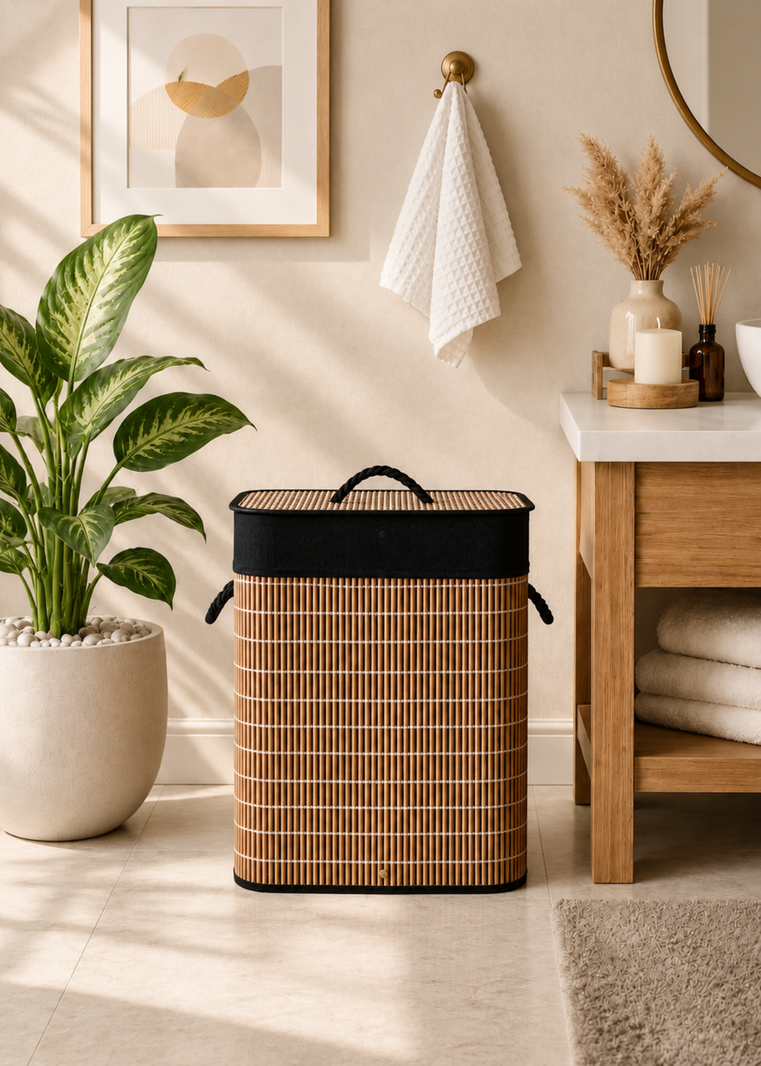 Baskora Laundry  Basket - Black &amp; Brown