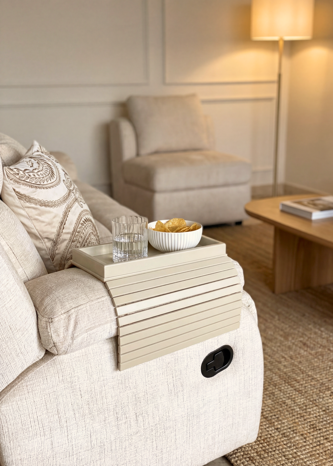 Sofa Armrest Tray - Beige