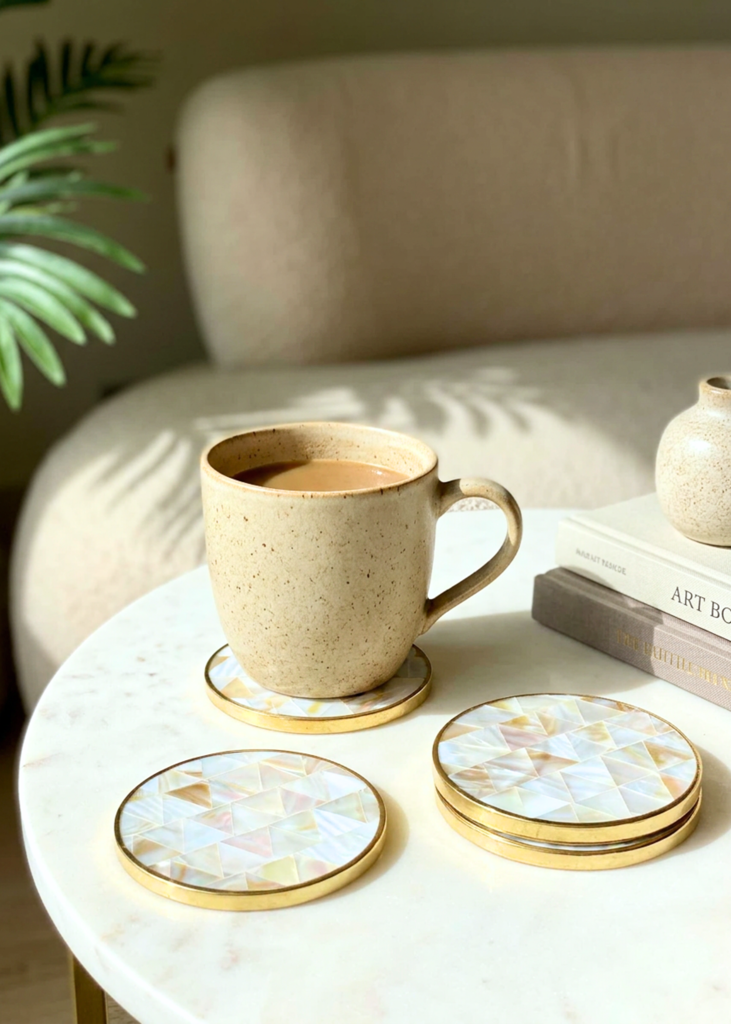Mother of Pearl Round Coasters - Set of 4