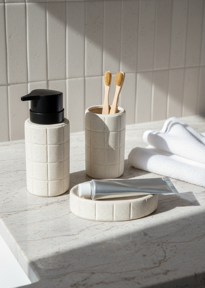 Stria Bathroom Set - Beige (Set of 3)