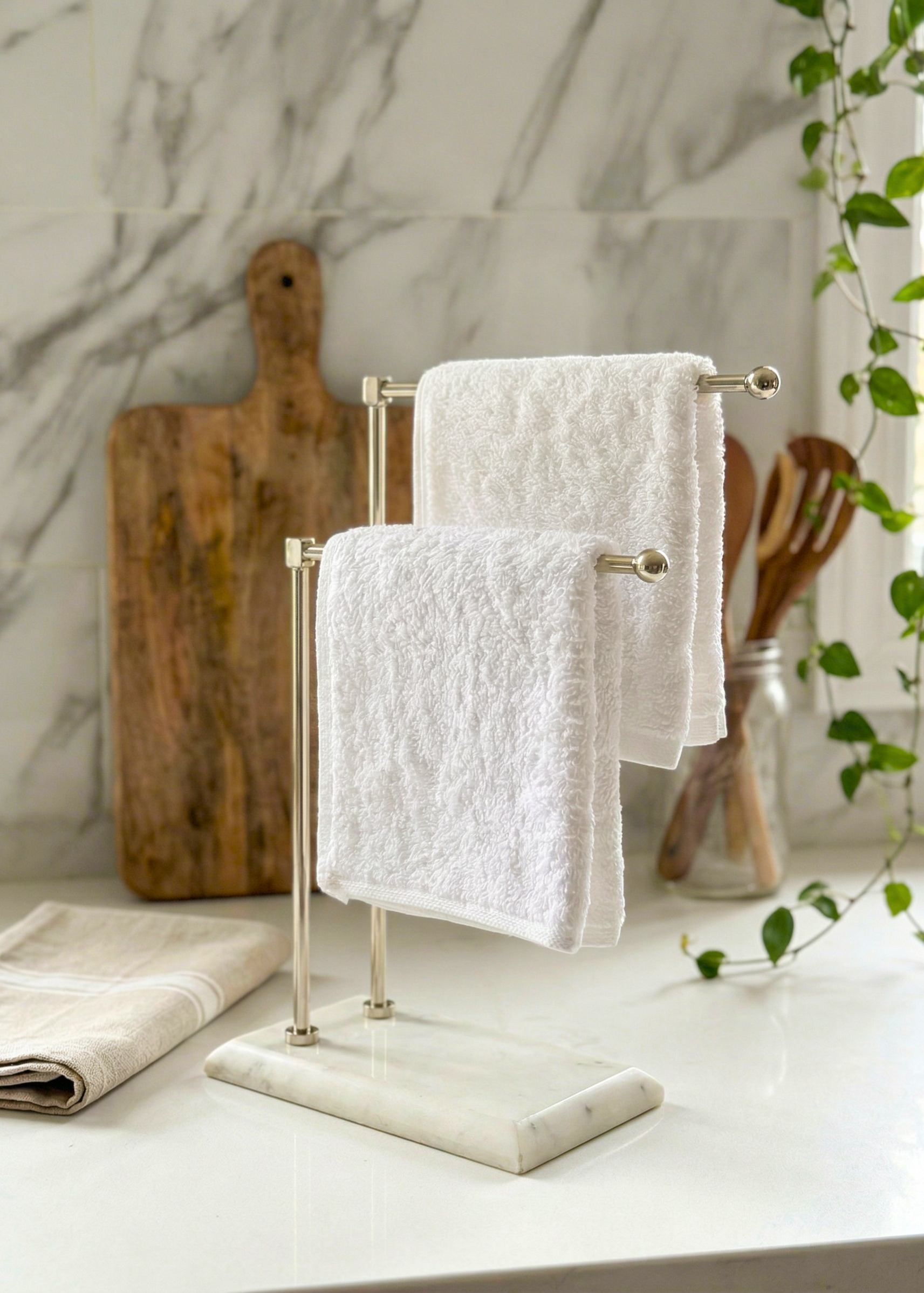 Melrose Hand Towel Stand - White &amp; Silver