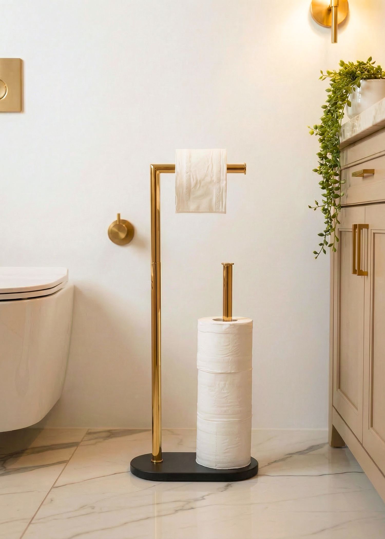 Melrose Toilet Roll Holder - Black and Gold