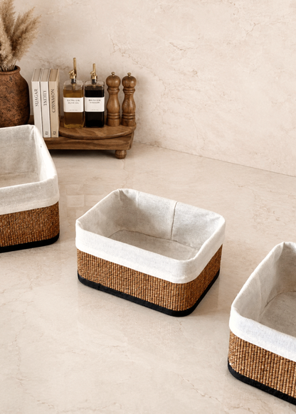 Kairo Baskets - White &amp; Brown (Set of 3)
