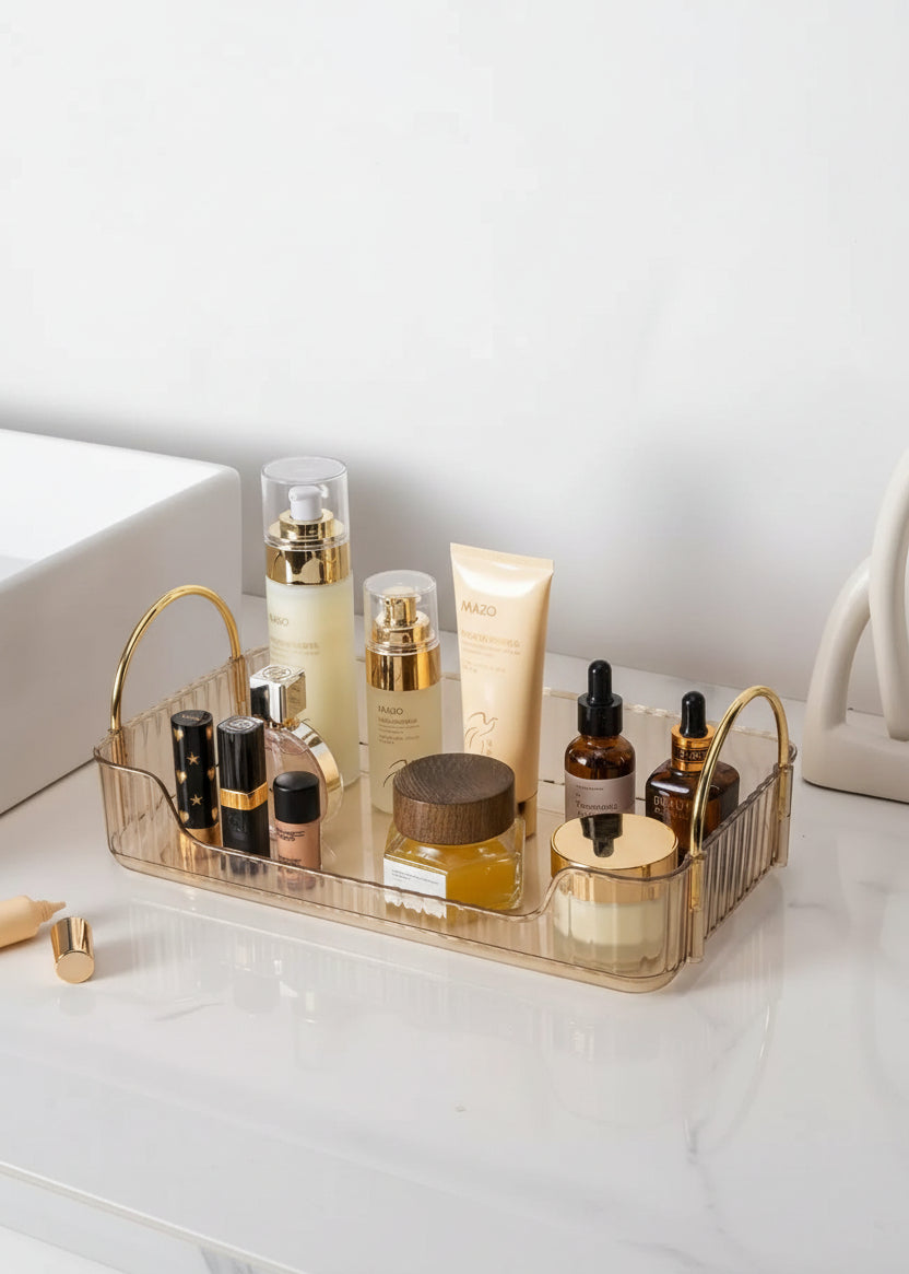 Countertop Cosmetics Storage Tray - Amber