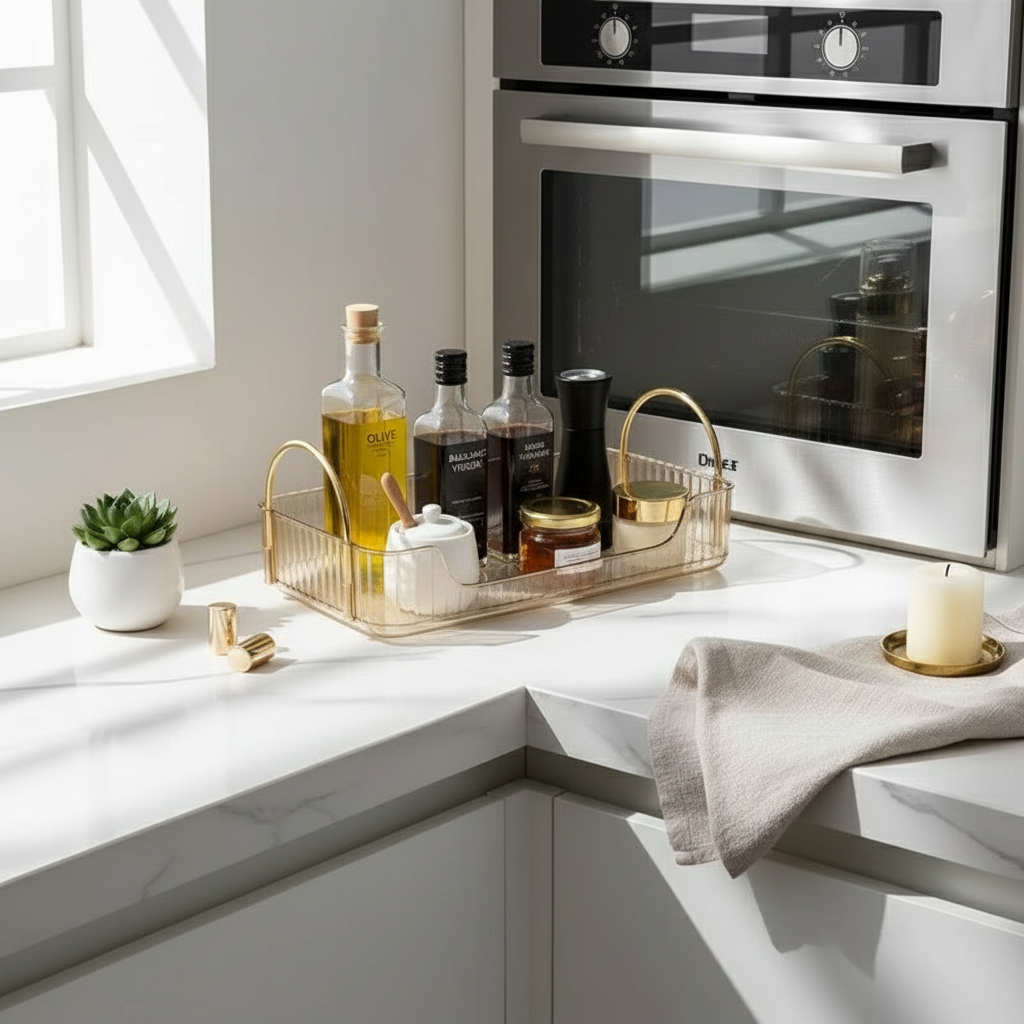 Countertop Cosmetics Storage Tray - Amber