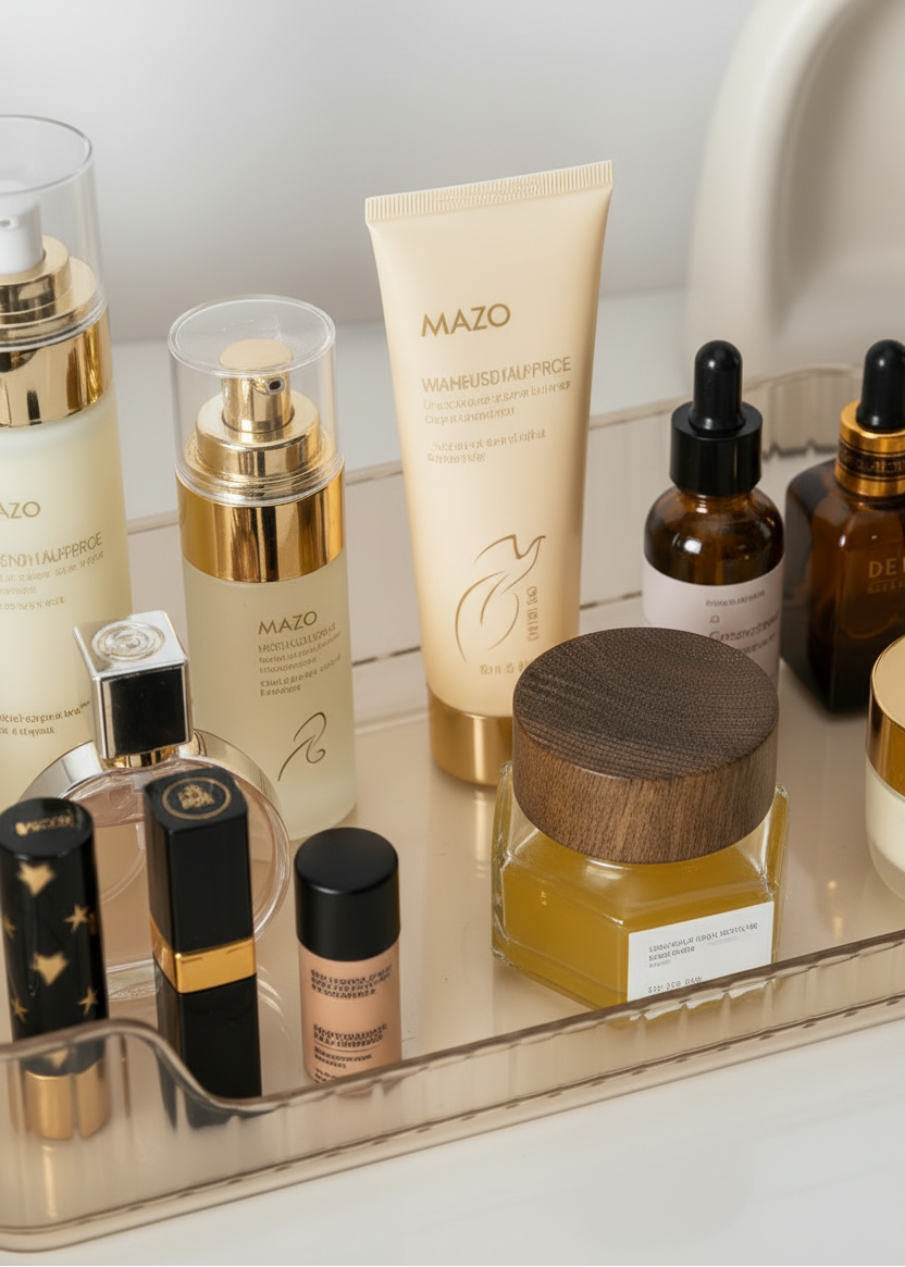 Countertop Cosmetics Storage Tray - Amber