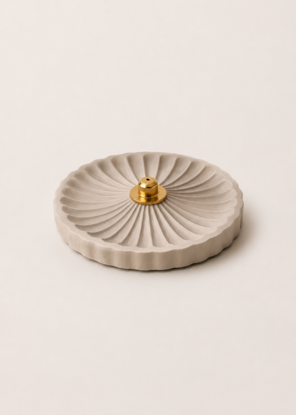 Umber Round Incense Holder - Beige