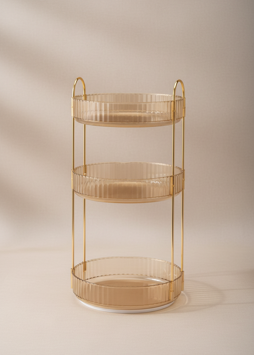 Three Tier Rotating Makeup Organiser - Amber