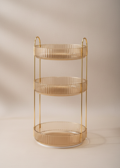 Three Tier Rotating Makeup Organiser - Amber