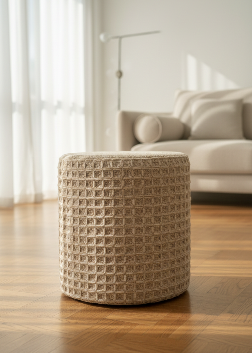 Wilson Waffle Pouffe - Beige