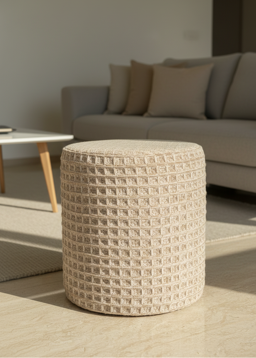 Wilson Waffle Pouffe - Beige