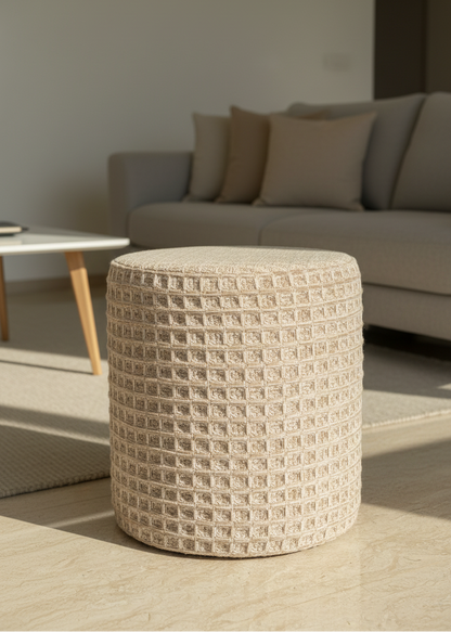 Wilson Waffle Pouffe - Beige