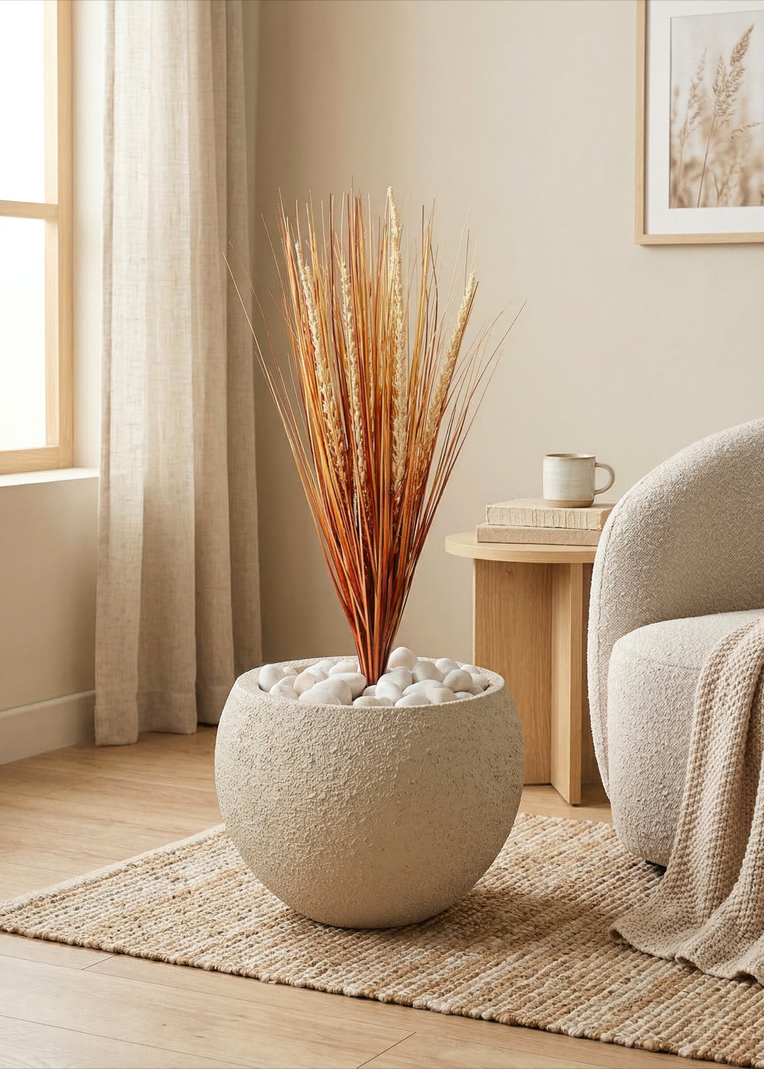 Artificial Amber Pennisetum Pampas Bunch - 2 Feet