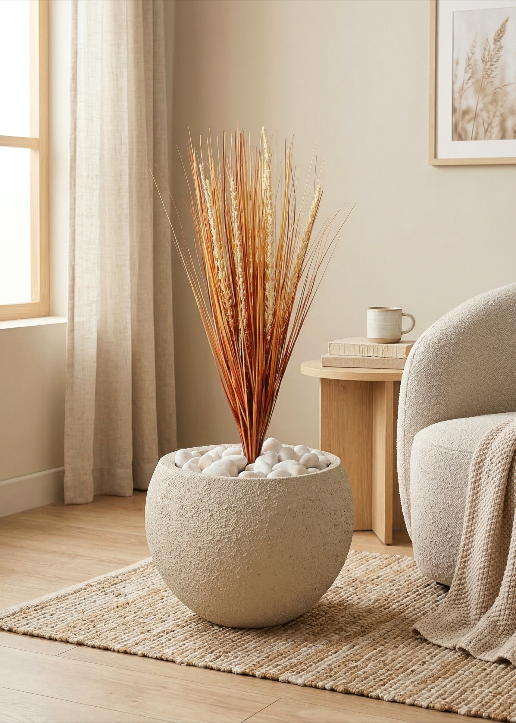 Artificial Amber Pennisetum Pampas Bunch - 2 Feet