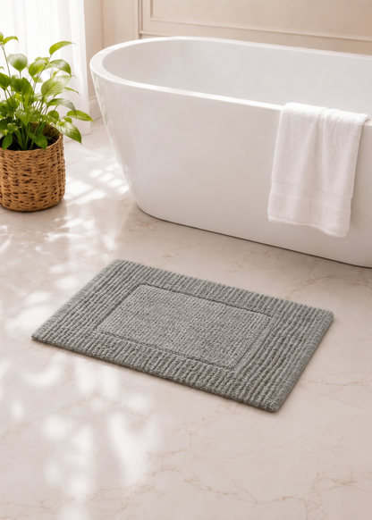 Mysa Anti Slip - Woven - Cotton Bath Mat - Grey - 45 x 30 cm