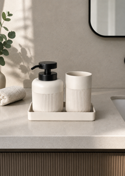 Chaton Bathroom Set- Beige (Set of 3)