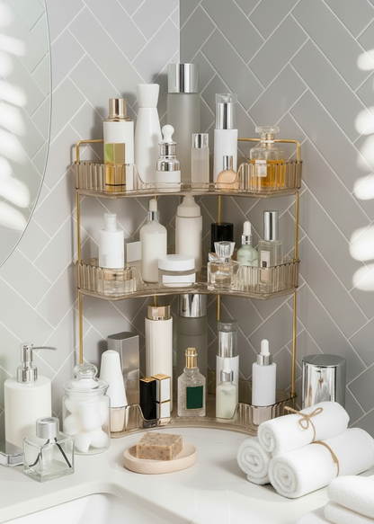 Three Tier Corner Cosmetic Storage Rack - Amber (Only For Mumbai)