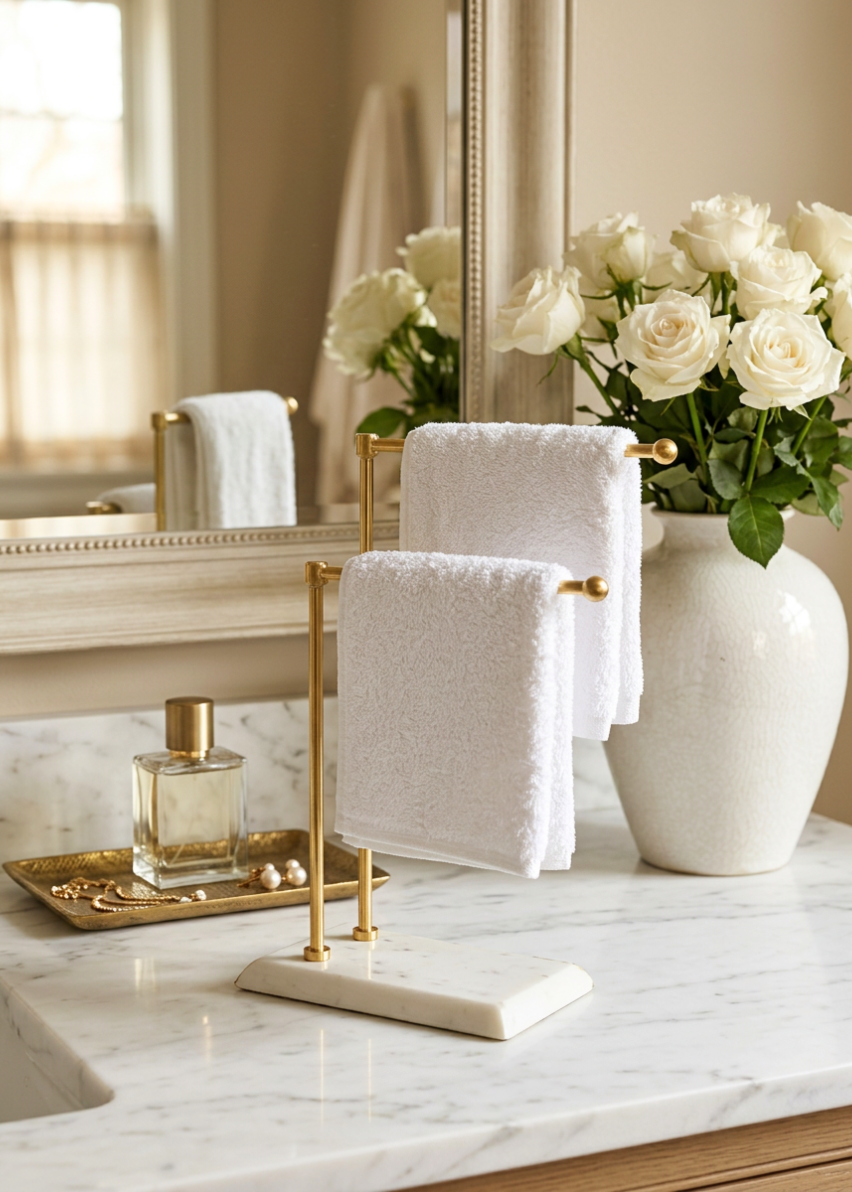 Melrose Hand Towel Stand - White &amp; Gold