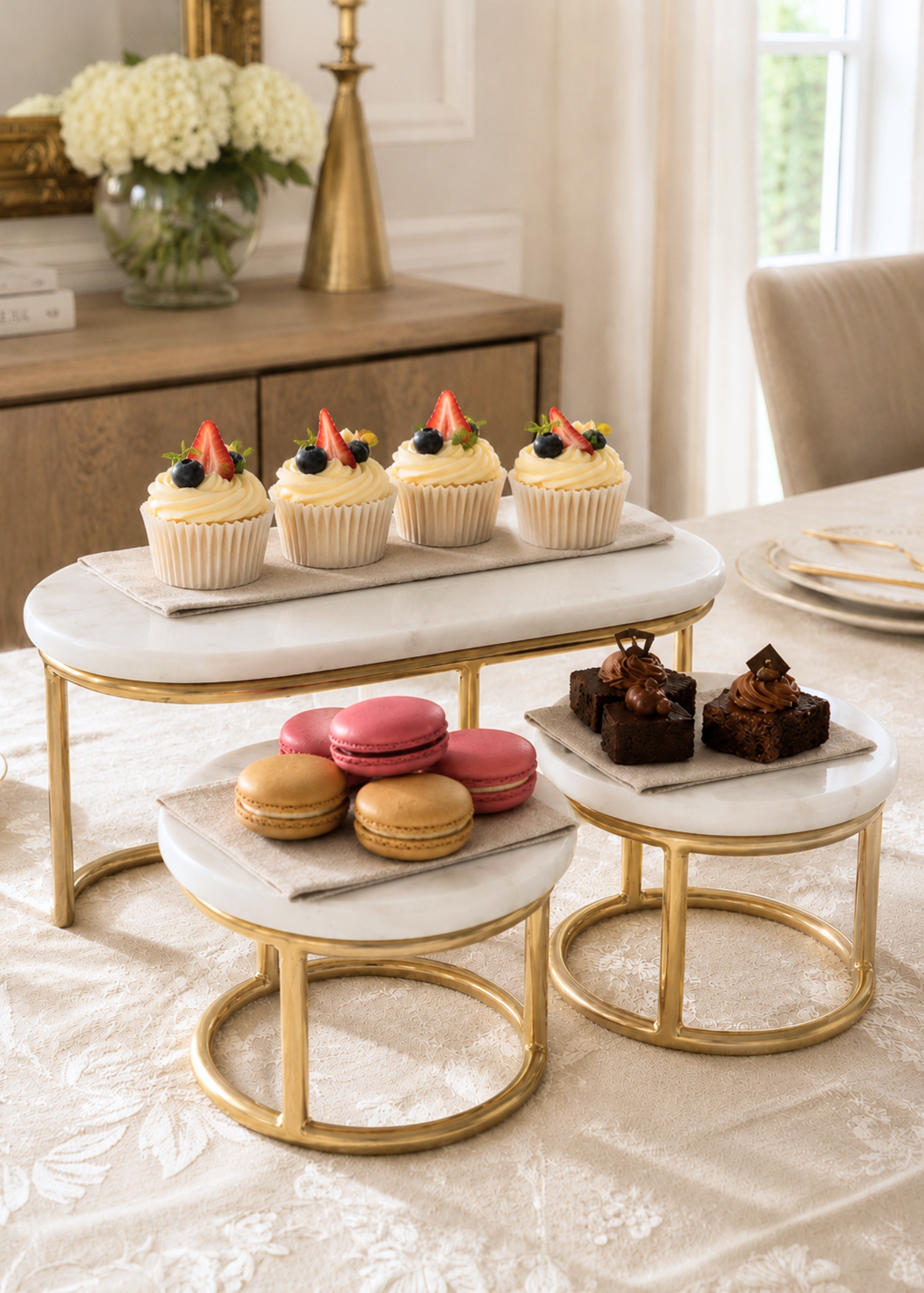 Soho Trio Marble Cake Stand -Set of 3