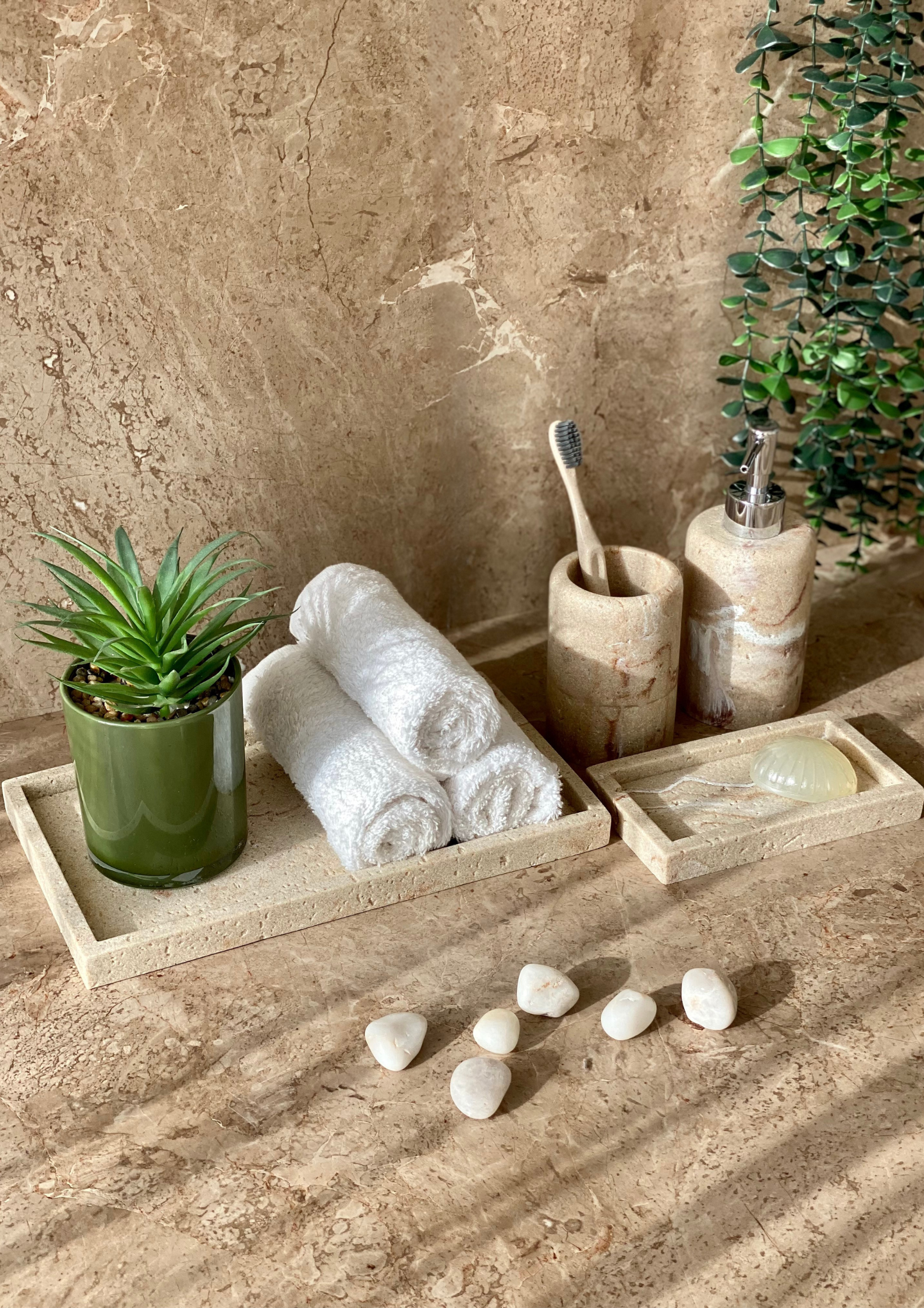 Carrara Bathroom Set - Beige (Set of 3)