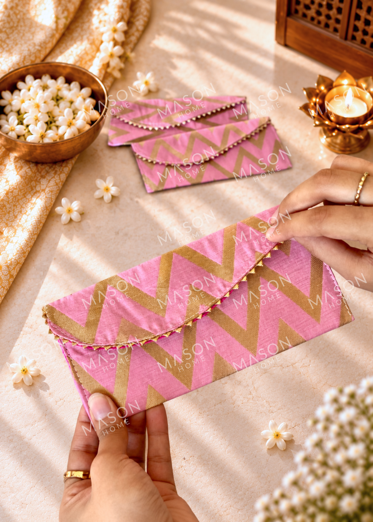 Festive Evara Envelope Pink - Set of 5