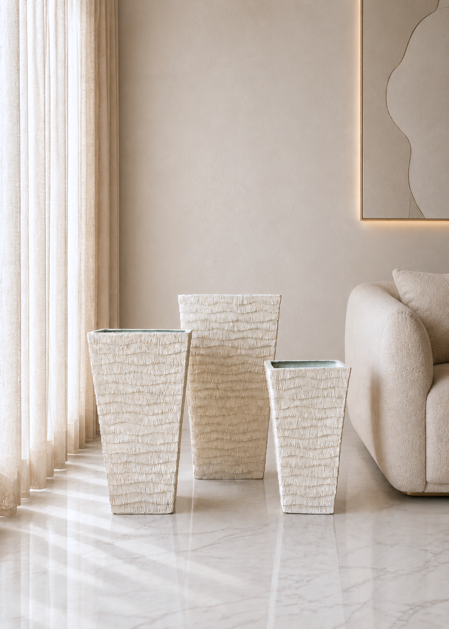 Carved Planters - Ivory