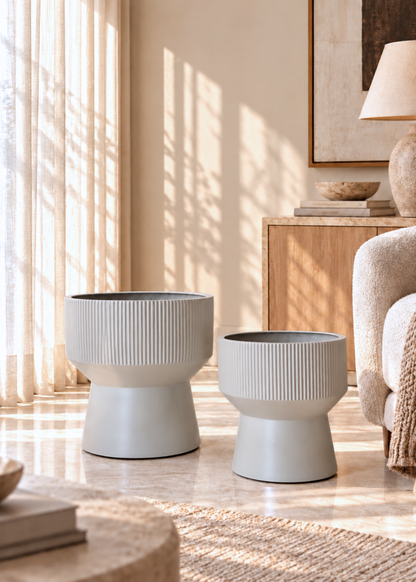 Sora Ripple Planters - Light Grey
