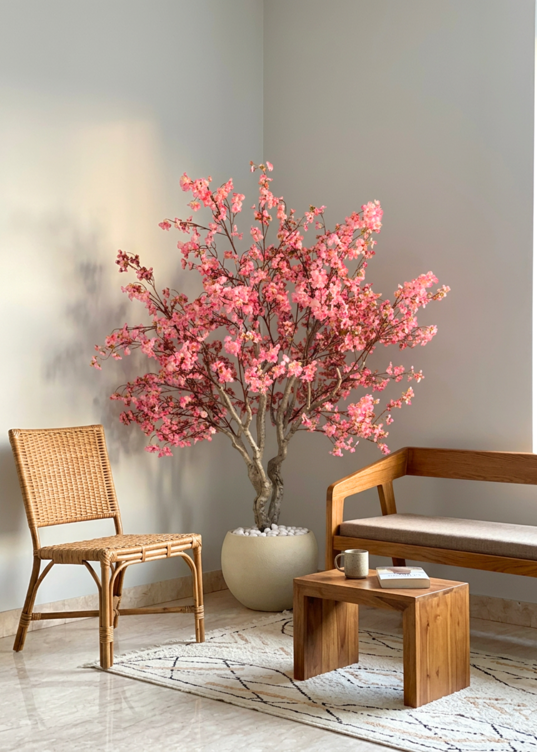 Artificial Blush Cherry Blossom Plant - 6.5 Feet