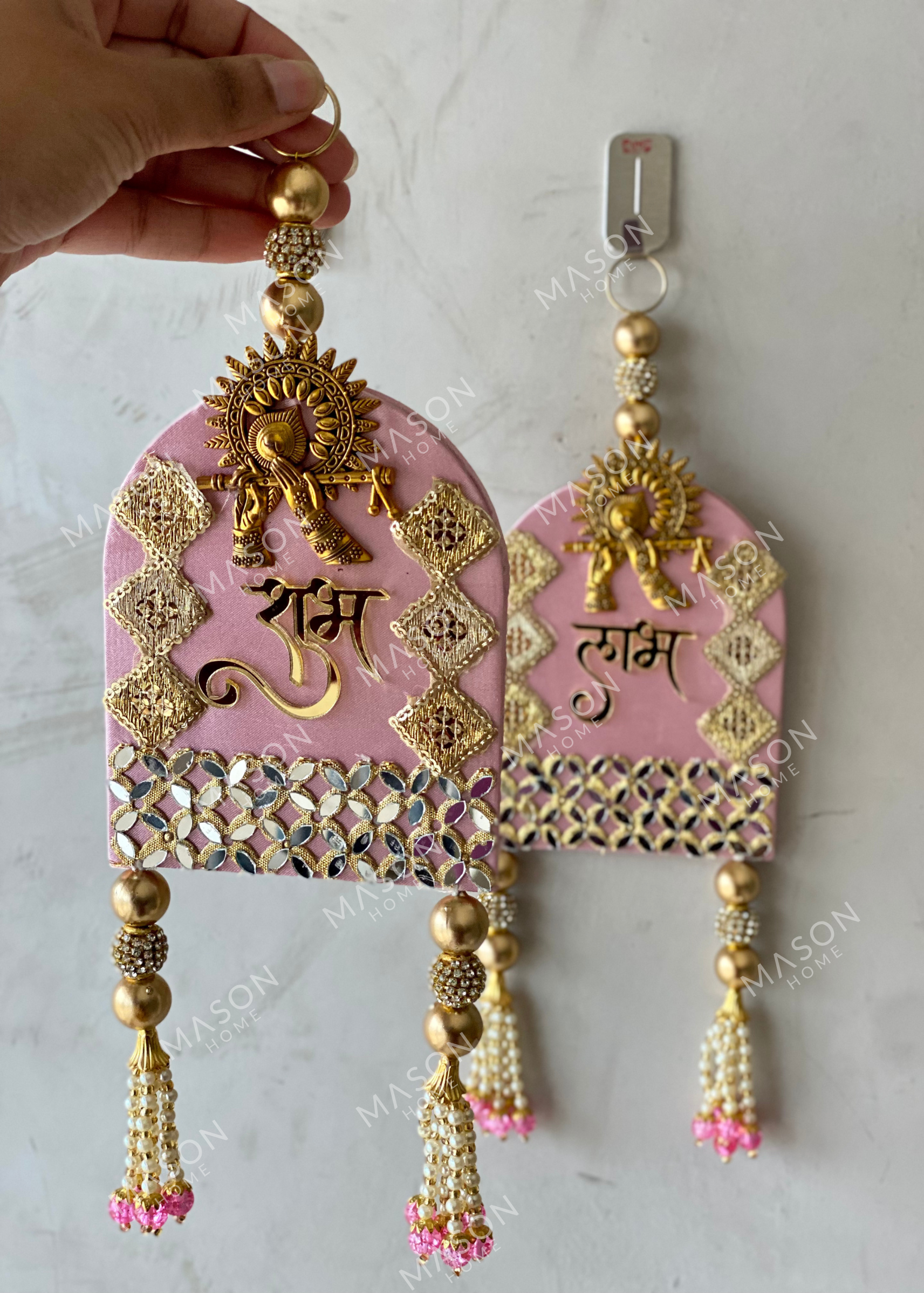 Festive Bansuri Shubh Labh Latkan - Pink
