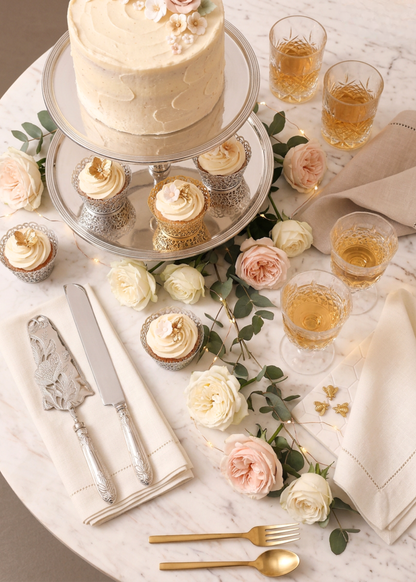 Royal Floral Bloom Cake Knife And Server - Silver