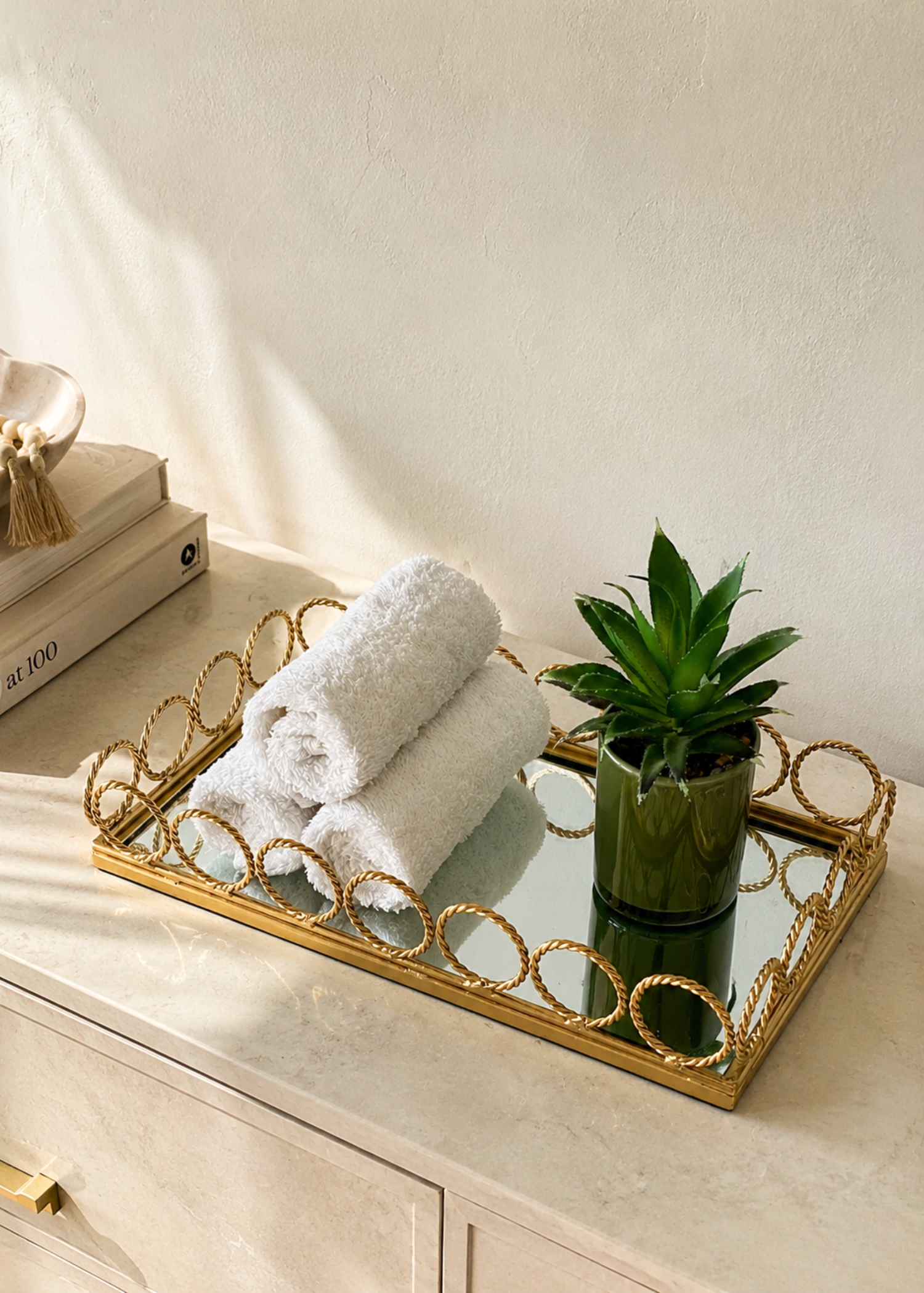Braided Gold Mirror Tray