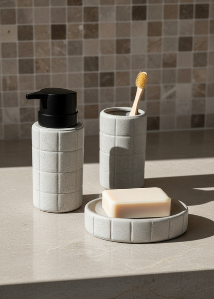 Stria Bathroom Set - Grey (Set of 3)