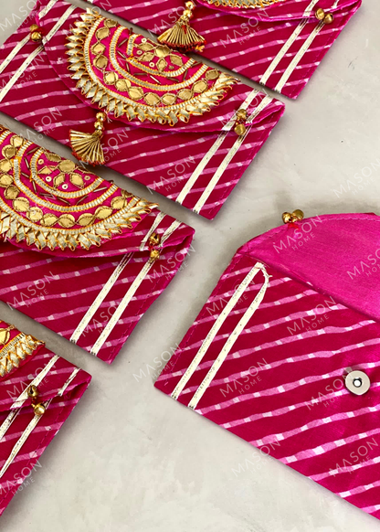 Festive Zari Envelope Pink - Set of 5