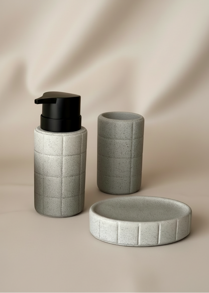 Stria Bathroom Set - Grey (Set of 3)