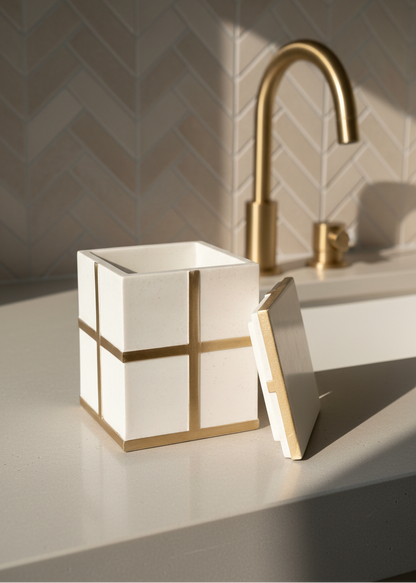 Axia Bathroom Jar - Ivory
