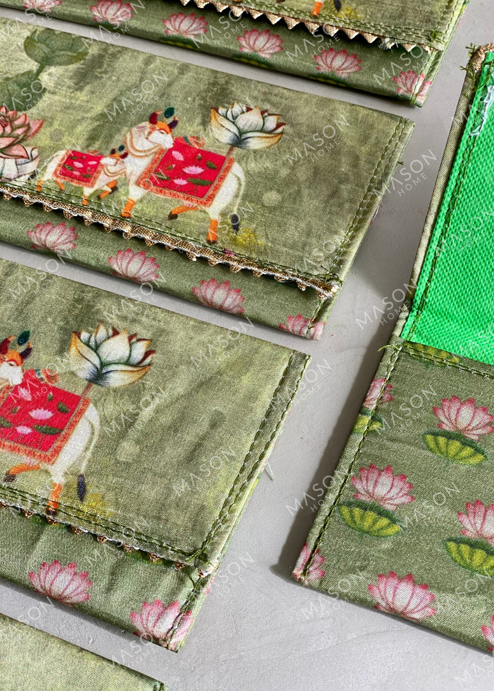 Festive Vrindavan Shagun Envelopes - Green (Set of 5)