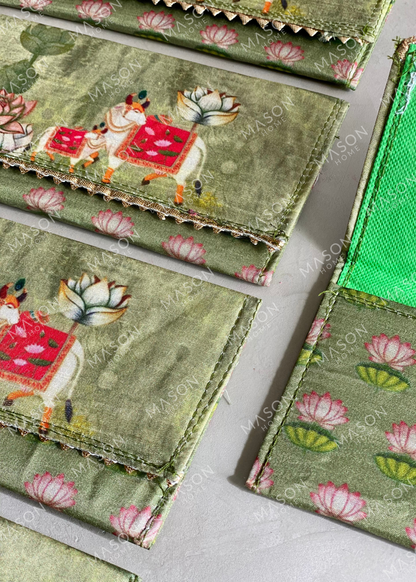 Festive Vrindavan Shagun Envelopes - Green (Set of 5)