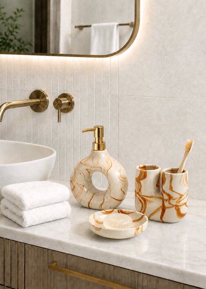 Swirl Bathroom Set – Caramel (Set of 3)